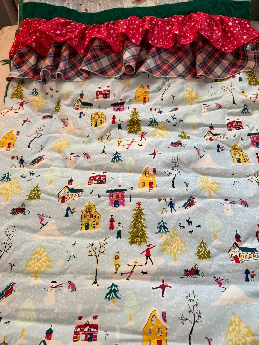 Matilda Jane Light Blue Holiday Village Sleeping Bag with Green Straps
